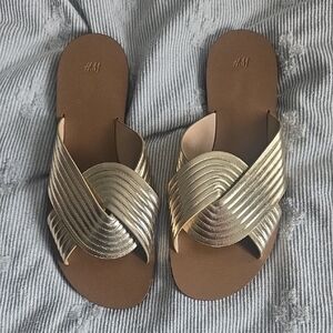 H&M Metallic Gold Slide Sandals